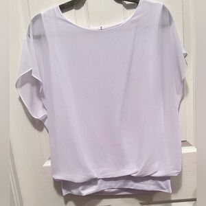 White dolman sleeve top. Sheer fully lined, Size Small, Oversized. EUC